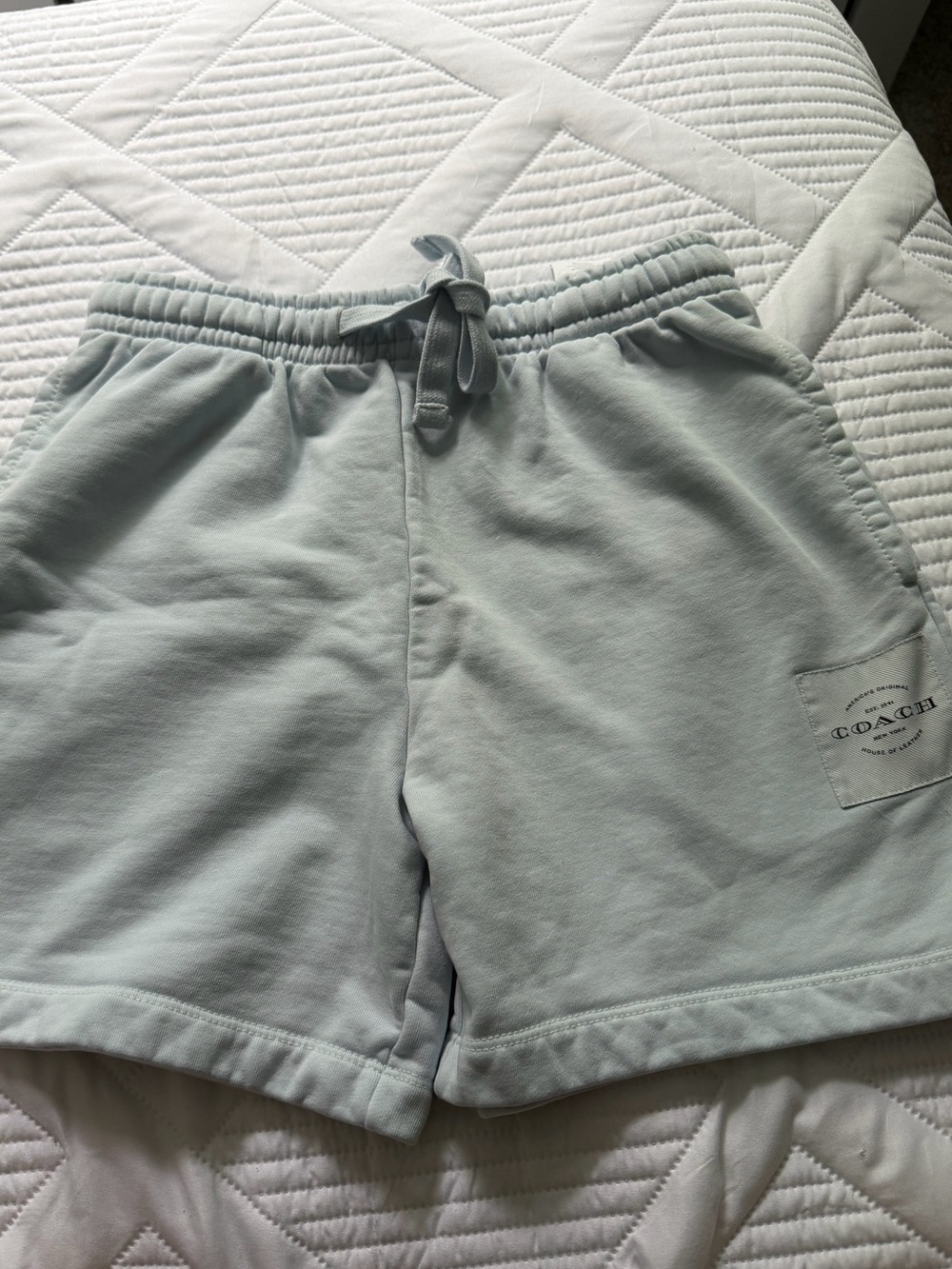 COACH Light Blue Cotton Drawstring Shorts